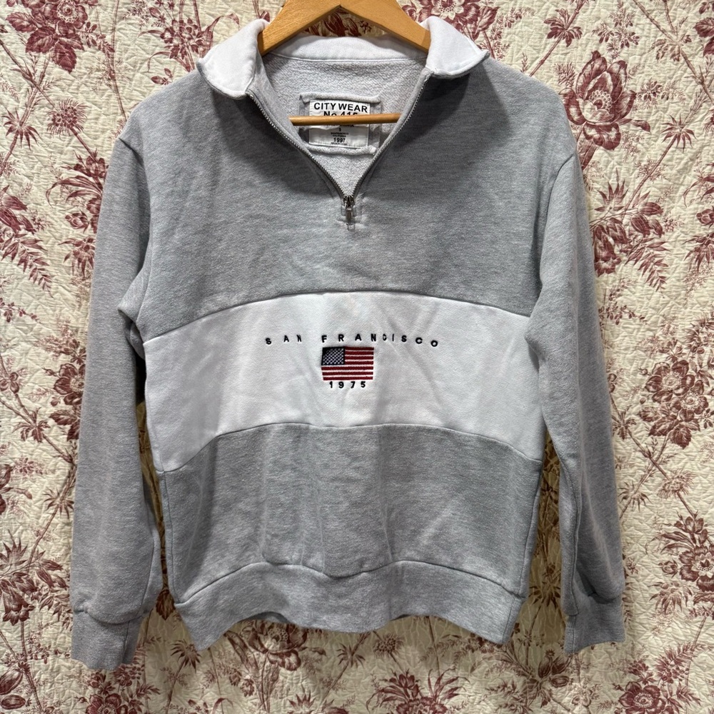 City Wear San Francisco 1975 Half Zip Pullover Sweatshirt Small